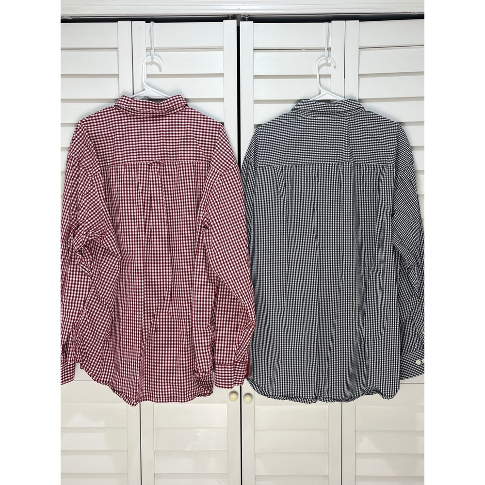 Imperfect Mens Gingham Button Down Shirts Bundle Red Black Long Sleeve 2XL‎ IZOD - Picture 2 of 16